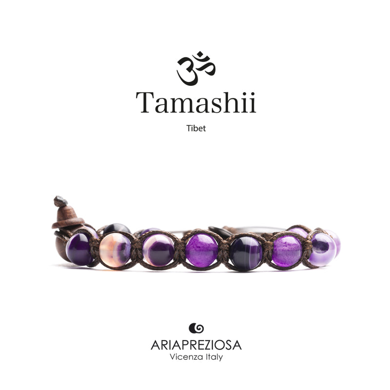 Agata Viola Striata Tamashii Bracciale 8mm BHS900-85