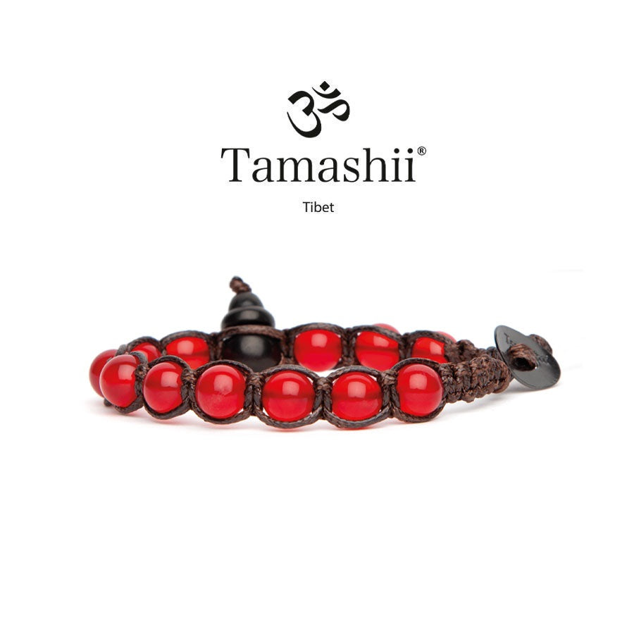 Tamashii Shungite con Agata rosso passione Bracciale 8mm BHSS900-124