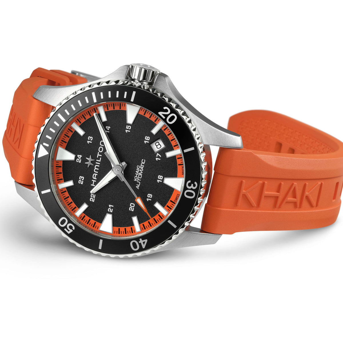 Khaki Navy Scuba Auto Arancione Hamilton H82395331