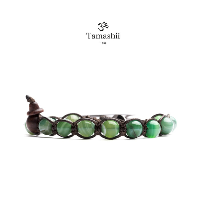 Agata Verde Striata Tamashii Bracciale 8mm BHS900-140 - Spallucci Gioielli