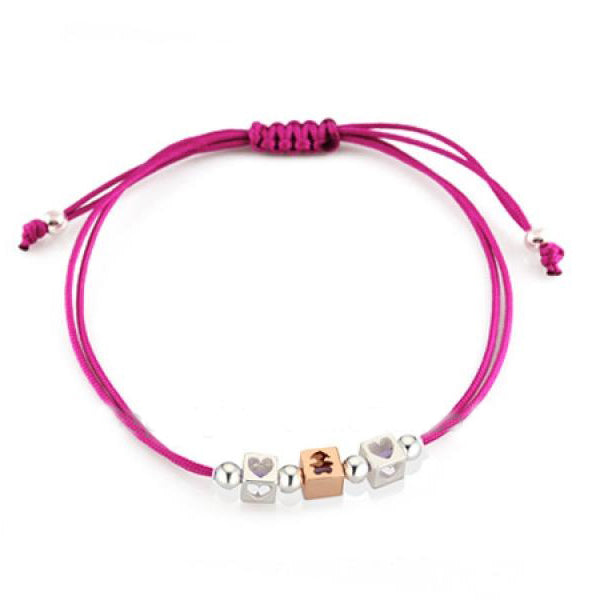 I BRACCIALETTI ♡ Bracciale in cordoncino magenta con dadino Bimba DLB052M